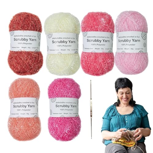 Scrubby-Garn-Geschirrtücher – Kreative Reinigungsfaser | Polyester-Scrubby-Sortiment An Geschirrtüchern, 100% Polyester-Scrubby-Polyestergarn, Exquisites Häkel-Webgarn Für Badetücher, Lumpen von Generisch