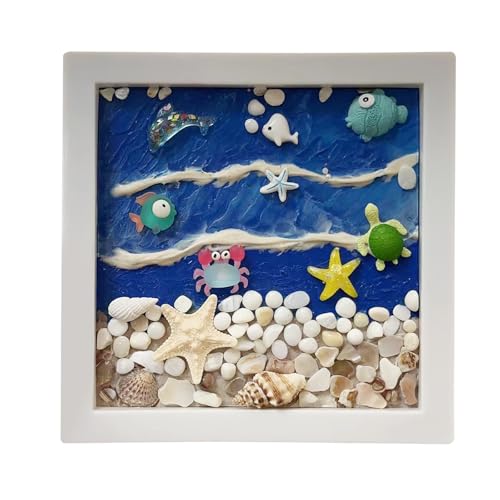 Sea Glass Art Kit Sea Glass Art Kits for Adults 2024 New Resin Sea Glass Art Kit Sea Glass Art & Craft Kit DIY Resin Beach Art Kit Sea Glass Art Photo Frame Desk Windows RYc653 (Blue, 17.5X17.5cm) von Generisch