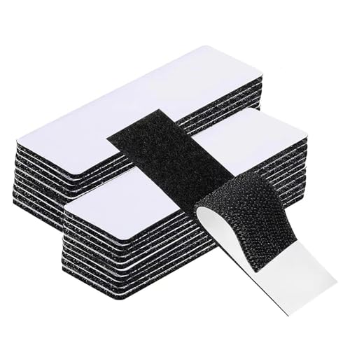 Selbstklebende Klettstreifen, Klettband，Klettband Selbstklebend Extra Stark,für Wände, Böden, Kunststoffe, Gläser, Metalle 24 Pack(3x10cm, Schwarz) von Generisch