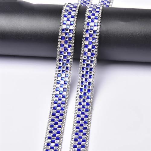 Selbstklebendes Strassband, zum Aufbügeln, für Glasdekoration, Zubehör, Blau, 1,3 cm, 2 Yards zum Aufbügeln von Generisch