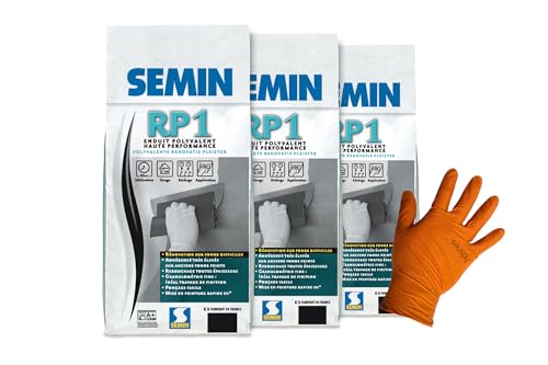 Semin RP1 - Mineralische Spachtelmasse für Innen | Hochleistungs-Renovierspachtel für schwierige Untergründe | Set inklusive 1 Paar souspy Nitril Handschuhe (15 KG, 3, stück) von Generisch