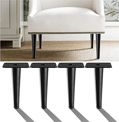 Set mit 4 schwarzen Metall-Sofa-Beinen, robuste Ersatz-Möbelbeine für Couch, Tisch, Stuhl, gerades konisches Design, Stützfüße für Schrank, Sessel, TV-Ständer, 72 cm von Generisch