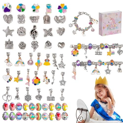 Set zur Herstellung von Charm-Armbändern, buntes Kinder-Schmuckherstellungs-Set, Perlen-Bastelset, Perlen-Bastelset, Legierung, Charm-Armband, Halsketten-Set zum Basteln von Generisch