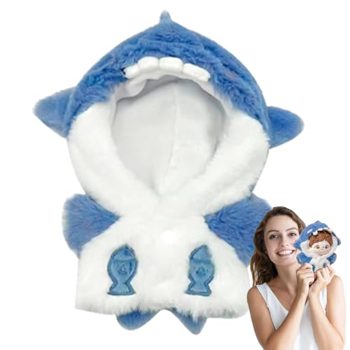 Shark Hoodie Kostüm Puppe Kleidung Anzug 20.0 cm Anime Plüsch Hoodie Dress-UpToy Kleidung Shark Doll Outfit Weiche Puppe Kleidung Puppenkleidung Anzug Shark Hoodie für Puppen von Generisch