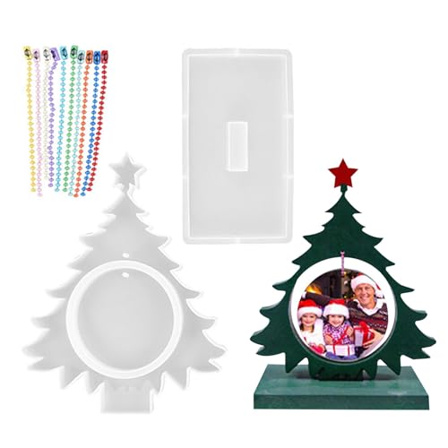 Silikon-Fotorahmen-Form, Weihnachts-Bilderrahmen-Formen, 2X Weihnachtsbaum-Dekorationsform für Fotopräsentation, Resin Crafts Gießform hitzebeständig für Gips von Generisch