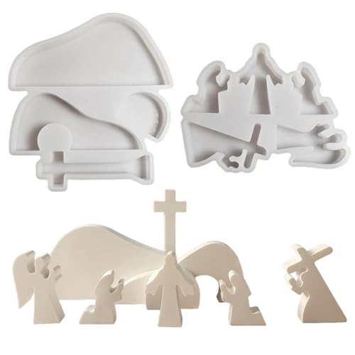 Silikon Gießform Krippe | Krippe Set Giessformen Zum Gießen | Weihnachtskrippen-Skulptur Silikon Kerzenform | 3D Gipsform Weihnachten Krippe Silikonformen Tischdekorationen von Generisch