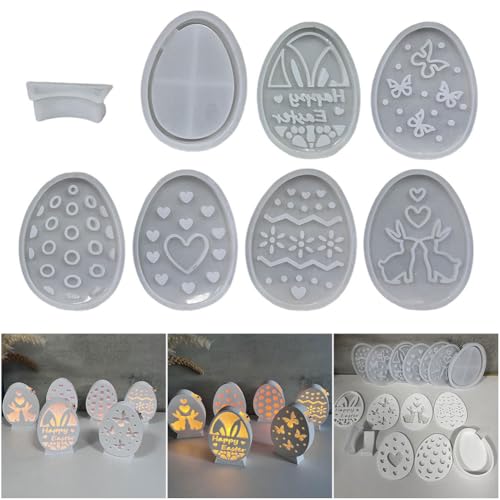 Silikonformen Gießformen Ostern, Silikonform Ostern Hase Silikon Gießform Set, Ostern Silikonform Osterei Gießformen Häuser Silikon Kerzenformen für DIY Handwerk von Generisch