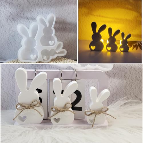 Silikonformen Gießformen Ostern, Silikonform Ostern Hase Silikon Gießform Set, Ostern Silikonform Osterei Gießformen Häuser Silikon Kerzenformen für DIY Handwerk von Generisch