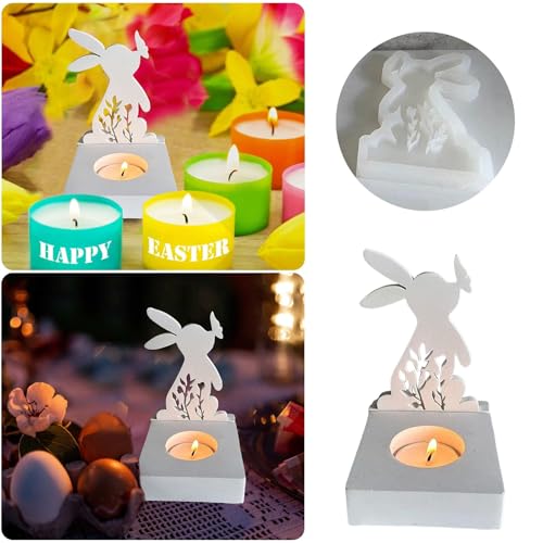 Silikonformen Gießformen Ostern Silikonform Ostern Kerzen Silikonform Hase DIY Hasenform for Gips Kerzen Mit Herz Ostern Kaninchen Gießformen Silikon Osterdeko Osterhase (B01) von Generisch