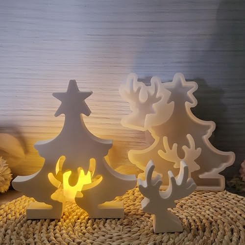 Silikonformen Gießformen Weihnachten, Silikonformen Elch Weihnachtsbaum Kerzenhalter, Weihnachtsbaum Elch Kerzenhalter Silikonform Weihnachten Gießformen Silikon Giessformen von Generisch