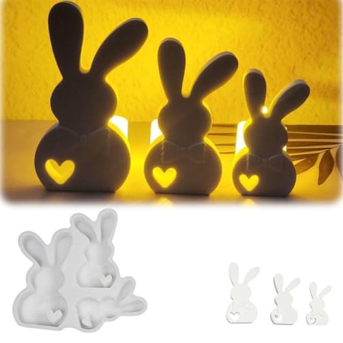 Silikonformen Ostern DIY Hase Silikonform Ostern, Ostern Gießformen Silikon Frühling, Silikonform Frühling für DIY Osterdekoration, 3 Größe Hasen von Generisch