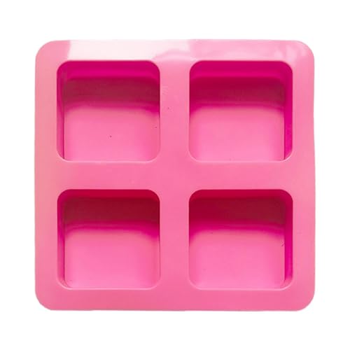 Silikonseife Formquadrat, Silikonfudgeformen, 4 Hohlraum Non -Stick Pink Wiederverwendbare Seife machen Tabletts, Lebensmittelzubehör für Graham Cracker von Generisch