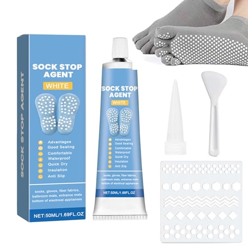 Sock Stop Anti-Rutsch-Kleber – 50 ml Anti-Rutsch-Sockenkleber | Socken-Anti-Rutsch-Kleber | rutschfeste Gel-Griffe | Transparente Stofffarbe waschbar für rutschfeste Socken, Badematten und mehr von Generisch