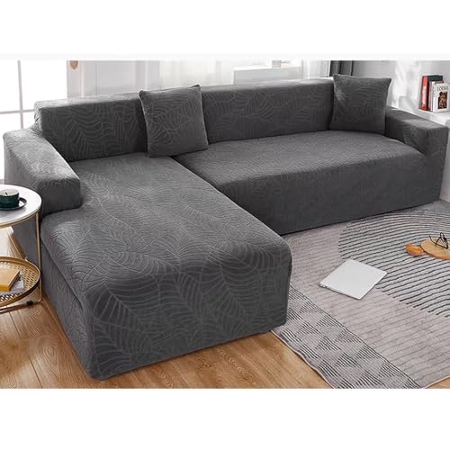 Sofa-Schonbezug, L-Form, weicher Samtstoff, elastische Unterseite, Staubschutz, Möbelschutz für Wohnzimmer, Haustiere, Kinder (grau, 4-Sitzer + 4-Sitzer) von Generisch