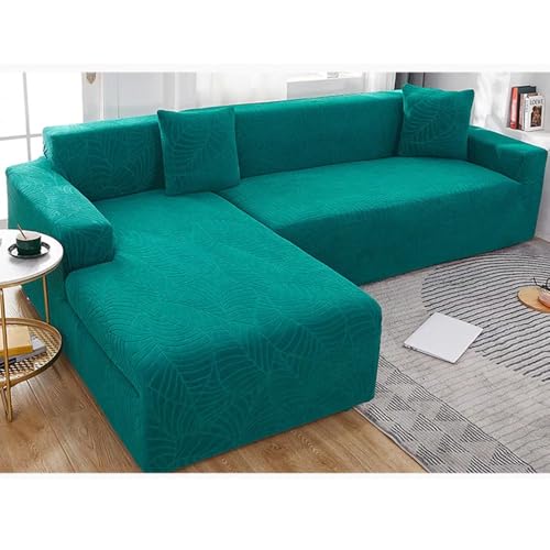 Sofa-Schonbezug, L-Form, weicher Samtstoff, elastische Unterseite, Staubschutz, Möbelschutz für Wohnzimmer, Haustiere, Kinder (grün, 3-Sitzer + 3-Sitzer) von Generisch