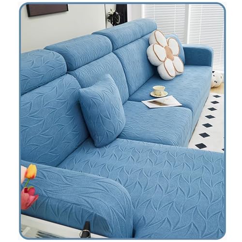 Sofa-Schonbezug in L-Form, aus weichem Samtstoff mit elastischer Unterseite, Staubschutz, Möbelschutz für Wohnzimmer, ideal für Haustiere und Kinder, Blau, passend für 3-Sitzer + 3-Sitzer von Generisch