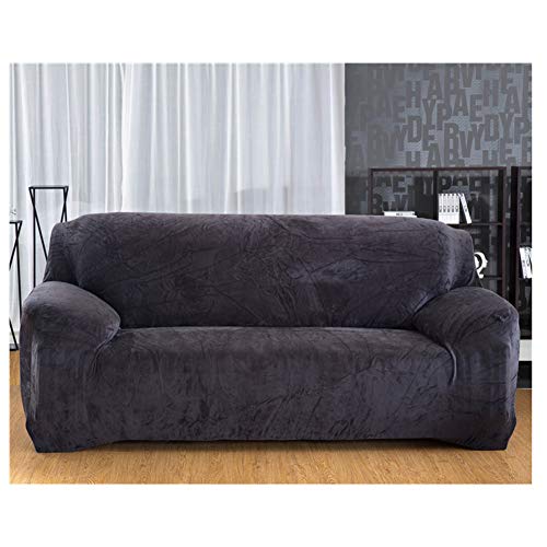 Sofabezug aus Pannesamt, Stretch-Plüsch-Schonbezug für 2-Sitzer, elastisch, waschbar, Möbelschutz, grau, Sofa-Schonbezug, passend für 145 cm - 185 cm von Generisch