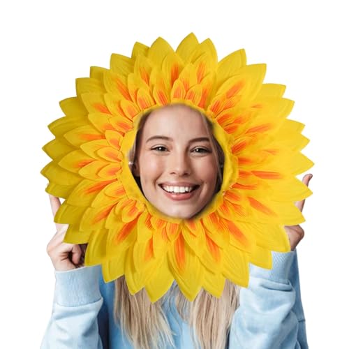 Sonnenblumen-Kopfschmuck, lustige Sonnenblumen-Verkleidung, Foto-Requisiten, Kopfbedeckung, Partyhut, Stirnband, Blumenkopf-Kostüm, Kostümzubehör, Party-Dekorationen für Kinder von Generisch