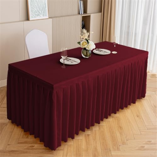 Spandex-Tischrock, plissiert, dehnbar, für Hochzeiten, Geburtstage, Babypartys, Hotelbankette, rechteckig, 140 x 60 x 75 cm, Weinrot Spandex-Tischrock, plissiert, dehnbar, für Hochzeiten, Geburtstage, Babypartys, Hotelbankette, rechteckig, 140 x 60 x 75 cm, Weinrot von Generisch
