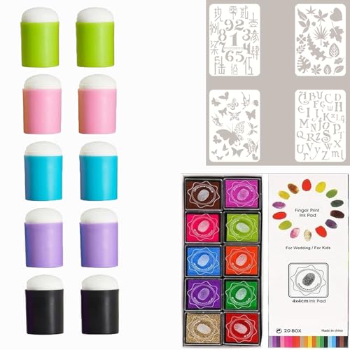 Sponge Finger Painting Kit with Stencils, Sponge Finger Painting Kit, DIY Sponge Finger Painting Set, Finger Sponge DaubersDIY Craft Drawing Tools (A) von Generisch