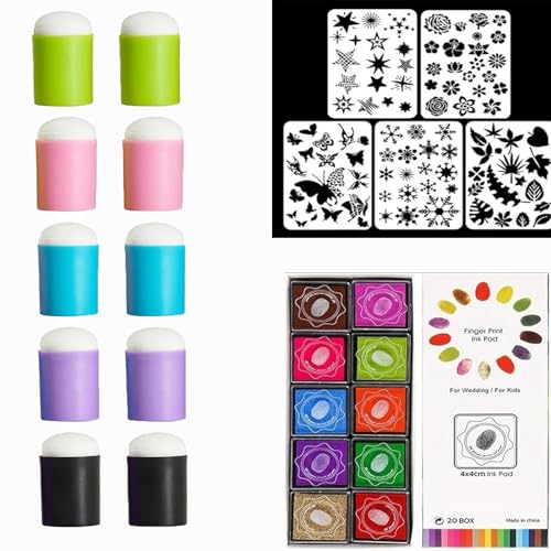 Sponge Finger Painting Kit with Stencils, Sponge Finger Painting Kit, DIY Sponge Finger Painting Set, Finger Sponge DaubersDIY Craft Drawing Tools (B) von Generisch