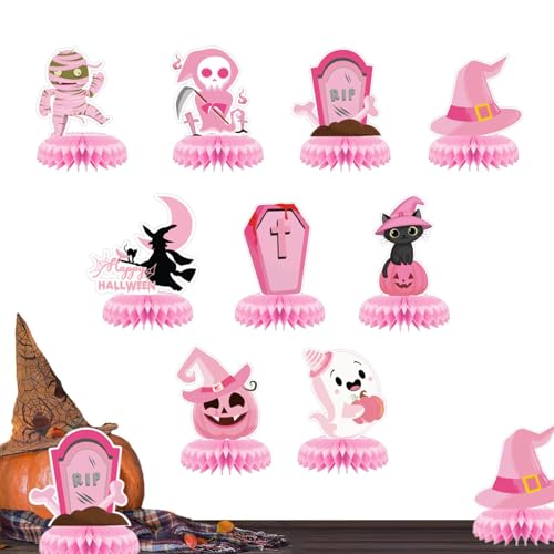 Spooky Pink Halloween Table Centerpiece – Set of 9 Fun Decoration Props for Boys and Girls Halloween Party Supplies – Perfect for Creating a Whimsical and Festive Atmosphere von Generisch