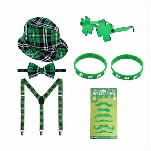 St. Patrick's Day Bekleidungsset, 7-teiliges Set, Party-Leuchtstäbe (Grün, Einheitsgröße) von Generisch