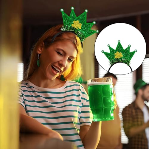 St. Patrick's Day Stirnband St. Patrick's Cute Haarband St. Patrick's Day Urlaub Party Zubehör Seidenpapier Luftschlangen (H, Einheitsgröße) von Generisch