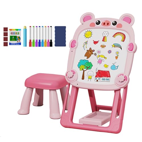 Staffelei für Kinder, doppelseitig, doppelseitig, magnetisch, verstellbar, Zeichentafel für Kinder - magnetische Tafel mit Halterung und Whiteboard-Staffelei für Kinder von Generisch