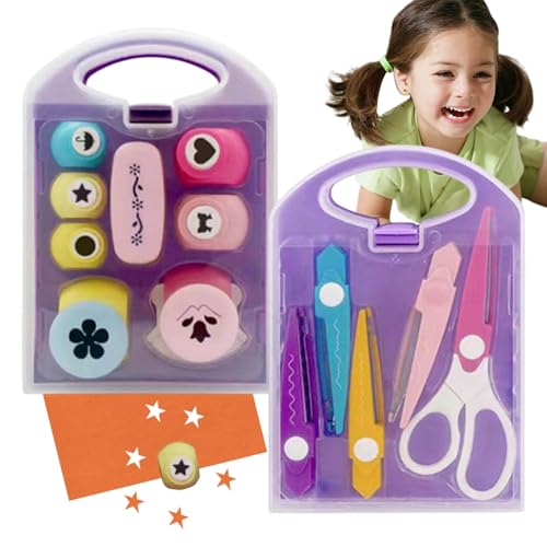 Stanzer zum Basteln mit Papier,Stanzerformen aus Papier | -Bastelloch-Set für Kinder - Prägemaschinen-Set für Kinder, pädagogische Bastel-Scrapbook-Stanzen für Kinder, Mädchen und von Generisch