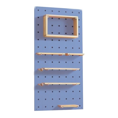 Stecktafel-Kombinationsset, Stecktafel aus Holz, wandmontiertes Aufbewahrungsregal for Küche, Garage, Büro, Wohnheim(Blue) von Generisch