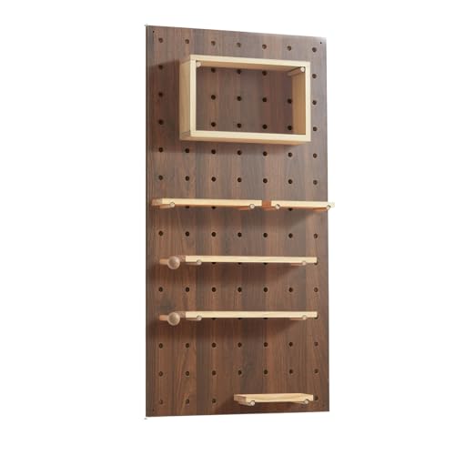 Stecktafel-Kombinationsset, Stecktafel aus Holz, wandmontiertes Aufbewahrungsregal for Küche, Garage, Büro, Wohnheim(Brown) von Generisch