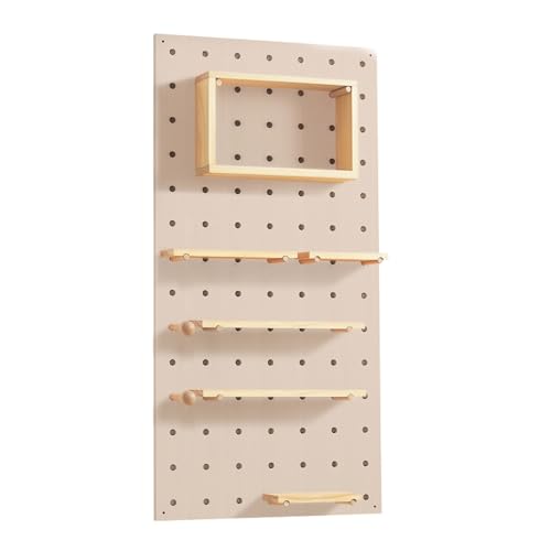 Stecktafel-Kombinationsset, Stecktafel aus Holz, wandmontiertes Aufbewahrungsregal for Küche, Garage, Büro, Wohnheim(Cream) von Generisch