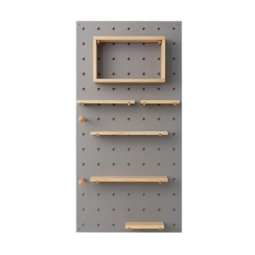 Stecktafel-Kombinationsset, Stecktafel aus Holz, wandmontiertes Aufbewahrungsregal for Küche, Garage, Büro, Wohnheim(Grey) von Generisch