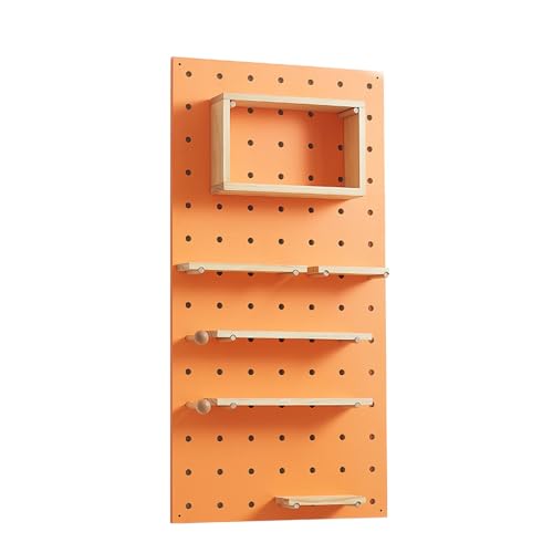 Stecktafel-Kombinationsset, Stecktafel aus Holz, wandmontiertes Aufbewahrungsregal for Küche, Garage, Büro, Wohnheim(Orange) von Generisch