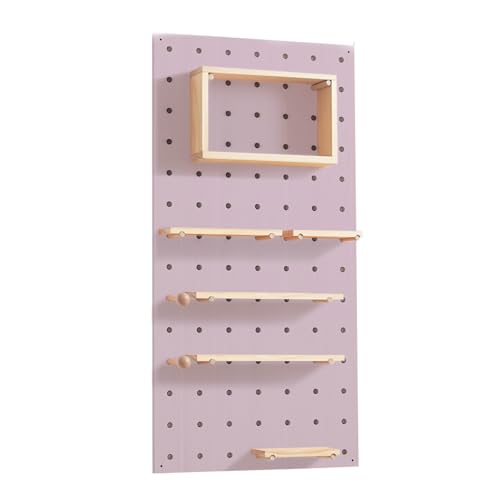 Stecktafel-Kombinationsset, Stecktafel aus Holz, wandmontiertes Aufbewahrungsregal for Küche, Garage, Büro, Wohnheim(Pink) von Generisch