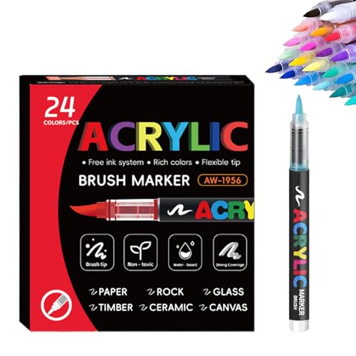 Stellaya Acrylmarker für Malbücher, Stellaya gerade, flüssige Acrylmarker, Acrylfarben-Marker für Kunst, Handwerk, Holz, Felsen, Stoff und DIY-Projekte (24) von Generisch