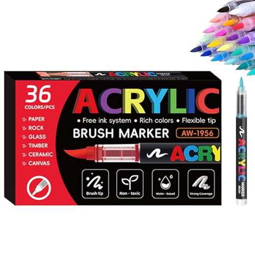 Stellaya Acrylmarker für Malbücher, Stellaya gerade, flüssige Acrylmarker, Acrylfarben-Marker für Kunst, Handwerk, Holz, Felsen, Stoff und DIY-Projekte (36) von Generisch