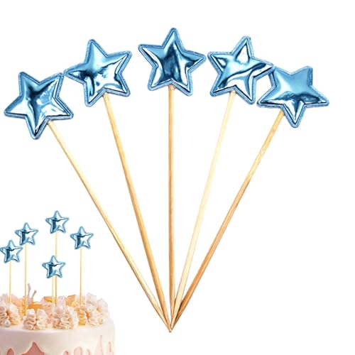 Stern-Cupcake-Topper – 5 x Glitzer-Kuchendekoration – Lebensmittelqualität Lebensmittel-Kuchendekoration Pfahl sichere Glitzer-Kuchendekoration von Generisch