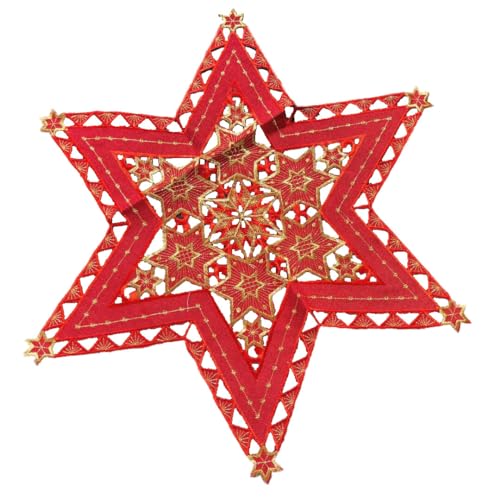 Stern Tischdecke Weihnachten Weihnachtsdecke Bestickt Rot Gold (ca. 60 cm) von Generisch