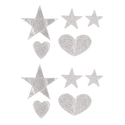 Sternförmige Strass-Applikationen, Heißbohrer, 10 Stück für Herz-Kleidung, 10 Stück, Dekoration für Bekleidung, Kleidung für Sternbild, Form, Perlenapplikation von Generisch