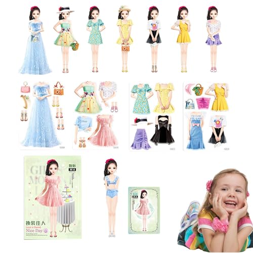 Sticker-Aktivitätsbuch Prinzessin,Prinzessin-Anzieh-Stickerbuch | Magnetisches Prinzessinnen-Ankleidebuch aus Papier | Pretend Dress Up Dolls, magnetisches Dress Up Stickerbuch für Mädchen ab 3 Jahren von Generisch