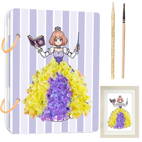 Sticker Dress -up -Buch für Mädchen, Fashion Design Zeichenbuch - Stylish Fun Kids Activity Kit Prinzessin Puzzle - Aktivitätsbücher für Kinder, Kunsthandwerk für praktische Fähigkeiten und Fantasie e von Generisch