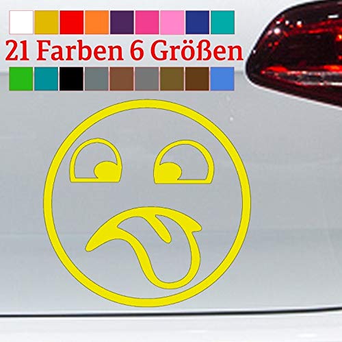 Sticker Smiley mit Zunge JDM Aufkleber Augen verdrehen Kleber lustig Fun Shocker in 6 Größen und 21 Farben von generisch