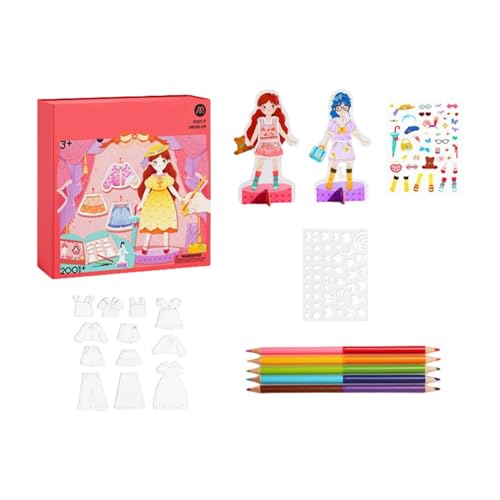 Stickerbuch für Mädchen,Sticker-Anziehbuch für Mädchen | Prinzessin Dress Up Sticker-Spiel | Lustige Anzieh-Aufkleber für Mädchen, interaktives Prinzessin-Anzieh-Mädchen-Stickerbuch-Spiel von Generisch