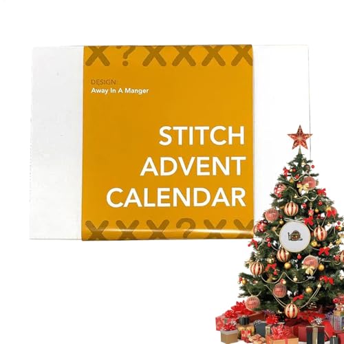 Stickerei-Adventskalender | 24 Tage Adventskalender, Weihnachtsstickerei-Starter-Set für Anfänger und Erwachsene, Stickerei-Bastelbedarf von Generisch