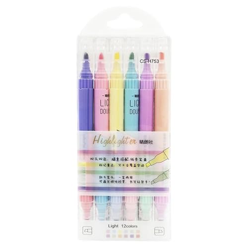 Stifte und Highlighters Set, Highlighters verschiedene Farben,6 Stücke Keine Blutungsmarkierungen Ästhetische Stifte | Mehrzweck -Schreibmarkierungen niedliche Briefpapier -Set für Diaries Notebooks K von Generisch