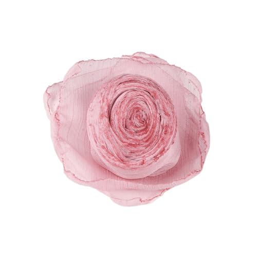 Stoffaufnäher, Kleidungszubehör, Brosche, Stoffapplikation, Chiffon-Blumen-Flicken, Haarnadel, Stoffblumen, dekorative Blumen (rosa), 5 Stück von Generisch