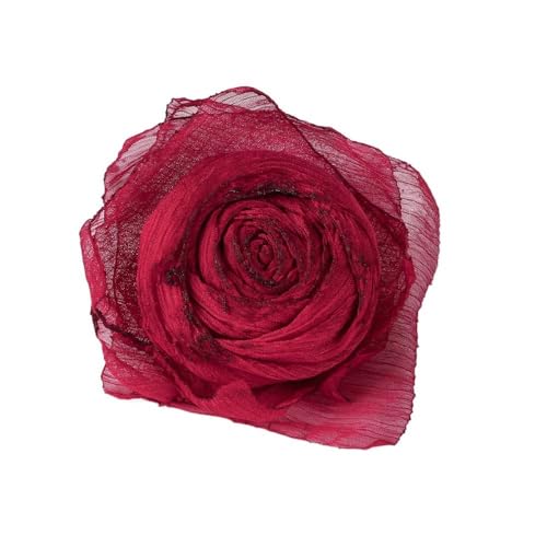 Stoffaufnäher, Kleidungszubehör, Brosche, Stoffapplikation, Chiffon-Blumen-Flicken, Haarnadel, Stoffblumen, dekorative Blumen (rot), 5 Stück von Generisch