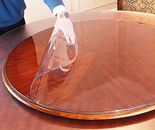 Strapazierfähige, 1,0 mm dicke, transparente Vinyl-Tischdecke, Schutz, transparente Kunststoff-Tischabdeckung für runde Tische, geruchlos, 119,4 cm Durchmesser von Generisch